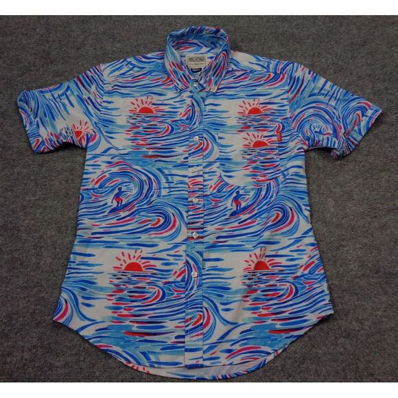RSVLTS Other - RSVLTS Shirt Mens S Blue Waves Surfer Sunset Hawaiian Dare Mighty Things